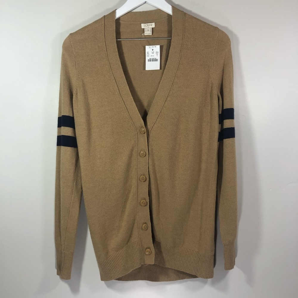 J. CREW BEIGE MERINO WOOL CARDIGAN W/TAGS